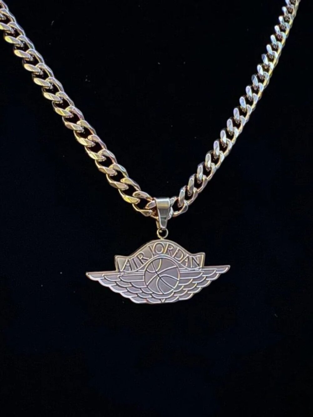 Air Jordan Necklace - Gold Jordan Necklace - 5mm Cuban 22" Chain - Y2K